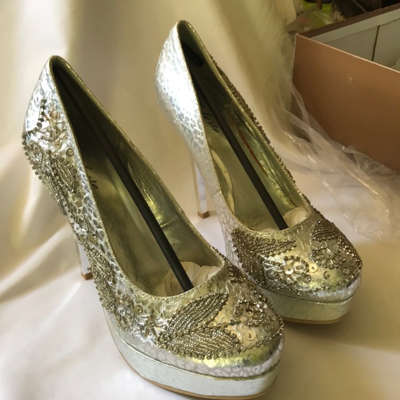 Celeste Shoes Celeste Platform High Heel Shoes Silver